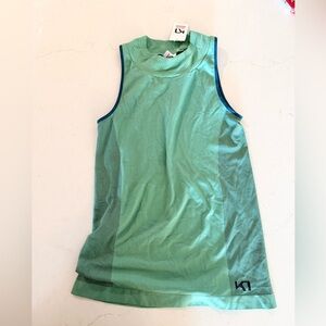 NWT KARI TRAA Sofie Top Tank Mock Neck Sage Green functional workout M